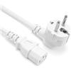 CABLEPELADO Cavo di alimentazione CPU | Spina di tipo F (CEE 7/4) 90° in angolo in presa di ingresso C13 spina | sezione 0,75 mm² | computer, monitor, stampante | bianco | 2 metri