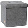 LOVE !T STORE !T LOVE IT STORE IT Premium Pouf Contenitore Pieghevole - Cubo Sgabelli in Lino - Rinforzi In Legno - 38x38x38 cm - Grigio