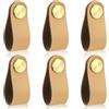MengH-SHOP Manopole per Mobili in Pelle Pomelli per Cassetti Foro Singolo Maniglia per Armadietto con Viti per Porte Armadietti Cassetti Guardaroba Decorazione 6 Pezzi Beige