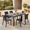 MIlani Home CALIGOLA - set tavolo in resina effetto rattan cm 150 x 90 x 74 h con 6 sedie Alma