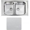 CM PRONTA CONSEGNA - SPEDIZIONE IMMEDIATA Lavello da Incasso 2 Vasche 86 x 50 cm Sopratop Acciaio Inox antigraffio microdecoro CM ZENITH 011274.X1.01.2018 011274 XCSSP