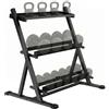 SPORTNOW Rastrelliera Manubri a 3 Livelli, Porta Pesi Palestra Casa Regolabile in Acciaio, Supporto per Manubri e Kettlebell, Salvaspazio per Palestra Domestica, Capacità 200 Kg, Nero