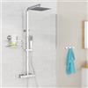 EISL DX1104CST Calvino-Sistema, Set Completo con doccetta Pioggia con Staffa a Parete e termostato, Colonna Doccia, Finitura cromata