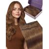 Fshine Extension Capelli Veri Tessitura Extension Capelli Farfalla 40 cm 50 g Castano Rame Double Weft PU OVO Micro Beads Setosa Feste Viaggi 330