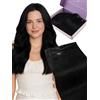 Fshine Extension Capelli Veri Tessitura 40 cm 50 g Extension Tessitura Capelli Veri Farfalla PU Lisci Umani Nero Jet Butterfly Weft Double Weft Invisibile Micro Beads Matrimonio Colore 1