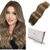Hetto Extension Capelli Veri Microring Balayage Marrone chiaro & Biondo miele - Remy Capelli Umani Estensioni, Invisibile Adesive, Look Naturale per Uso Quotidiano 50g 50ciocche 40cm