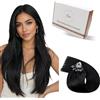 Hetto Extension Capelli Veri Microring Nero - Remy Capelli Umani Estensioni, Invisibile Adesive, Look Naturale per Uso Quotidiano 40g 50ciocche 30cm