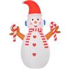 HOMCOM Pupazzo di Neve Gonfiabile 240cm, Decorazione Natalizia per Esterno con Luci a LED in Poliestere Impermeabile IP44