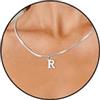 Esmoly Iniziale Collana Argento Oro 14K Choker con 26 Lettera A-Z Regalo Compleanno Donna 16+2 Inches (Argento R)