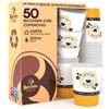Eurocali 50 Bicchieri in Carta da 200ml con Coperchio, Compostabili e Biodegradabili, KIT da 50 Bicchieri Monouso per Bevande Calde e Fredde + 50 Coperchi in Carta con Beccuccio