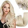 RUNATURE Extension Microring Capelli Veri Biondi 45cm 50 Ciocche 50g #1000
