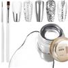U-Shinein U-Shine - Gel per nail art, metallizzato, kit gel UV con pennelli, colore argento