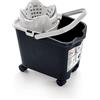 Rayen Mery - Cubo Strizzatore Automatico con Sistema a Molla, 4 Ruote Girevoli, e Canalizzazione per Lo Scolo, Adatto a Tutti i Mop, Grigio, 14 L