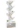 Relaxdays libreria a Forma di Albero, 6 Ripiani, 113x38x20 cm, per Libri e CD, vano, Bianco