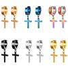 Jewelrywe Gioielli Orecchini Unisex Croce Religione, Pendente Croce Orecchini a Cerchio, Acciaio Inossidabile, Argento/Nero/Oro, Incisione Regalo(con Borsa)