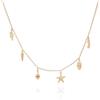 Diamond Treats Collana Donna in Argento Sterling 925 Placcato Oro con Ciondoli Mare Conchiglie Stella Marina Corallo Cavalluccio Marino Gioiello Nautico Elegante Collana a Catena Charm