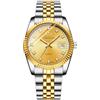 JewelryWe - Orologio da polso al quarzo con calendario, per lui e lei, colore: oro e argento
