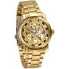 JewelryWe Orologio da uomo con copertina trasparente, scheletro meccanico automatico, cinturino in acciaio inossidabile, lega di compleanno, braccialetto