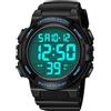 caprock Orologi Digitali da Uomo con Luminoso, 5 ATM Impermeabile Orologi da Uomo Digitale Orologio Sportivo Cinturino in Gomma Orologio da Polso con Display LED/Sveglia/Cronometro, Nero-blu