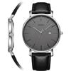 BUREI Orologio da uomo Gypsophila Slim Quarzo Minimalista con Display della Data e Cinturino in Pelle