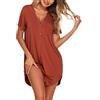 Ekouaer Camicia da Notte Manica Corta Sciolto Pigiama con Scollo V e Bottoni Donna Corto Vestaglie Estive Donna Vestiti, Stella Grigia, XL