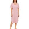 Sopesil Camicia da Notte Donna Manica Corta Camicia da Notte Estiva a Righe con Scollo Rotondo e Tasches Vestiti per Casa Donna Blu Navy,S