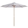 Outsunny Ombrellone da Giardino Ø3m con Corda e Apertura Regolabile, Ombrellone da Esterno con 8 Stecche in Legno, Bambù e Poliestere 180g/㎡, per Cortile, Terrazza e Balcone, Bianco