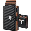 TENBST Portafoglio Uomo - Ultrasottile Pochette Uomo con Tasca Portamonete & Protezione RFID, Porta tessere piccolo premium, Porta carte di credito di lusso per 10 carte di credito (Nero & Arancione)