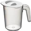 Roltex - Caraffa piccola in plastica trasparente satinata, 500 ml, con coperchio bianco, riutilizzabile, praticamente indistruttibile