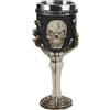 HKSICHENGKEJIUK Bicchiere da vino in acciaio inox con teschio in resina scheletrica tazza di birra gotica vichinga Warrior Skull Mug medievale bicchieri bicchieri da vino sacrificio vino calice tazza whisky cocktail