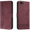 Bravoday Cover per Huawei Y5 2018 / Y5 Prime 2018 / Y5 Lite 2018, Flip Custodia in Pelle PU Portafoglio Custodia per Huawei Y5 2018, con Slot per Schede, Vino Rosso