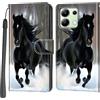 Haninsuze Cover per Xiaomi Redmi Note 13 4G, Custodia Interno TPU Antiurto Portafoglio con Disegni [schede Fessura] [Supporto Stand] Cover Libro in PU Pelle (Cavallo)