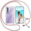 ISOI Cover con Cordino per Oppo A80 5G, Custodia Trasparente con Collana Tracolla Laccio Collo Ultra Sottile Morbido TPU Silicone Antiurto AntiGraffio Antiscivolo Case, Rosa