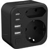 JSVER Adattatore da Viaggio per Sudafrica, Adattatore Tipo M a 2 Prese, Adattatore da Viaggio per Sudafrica e Italia con 2 USB C e 2 USB A (3,4 A, 17 W) per Sudafrica, Namibia e Mozambico (Nero)