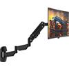 PUTORSEN Braccio da Parete per Monitor 17-32 Pollici - Supporto Extra Lungo con Ammortizzatore a Gas Regolabile, per Schermi LED/LCD/TV fino a 9 kg, VESA 75/100, Nero