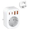 JSVER Adattatore di viaggio JSVER adattatore di spina universale con 2 USB-A, 2 USB-C (PD20W) e 1 presa CA, adattatore di alimentazione di viaggio per America/Canada/Thailandia (JSVER-PA1042)