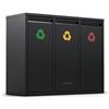 KLARSTEIN Ordnungshüter 3 - Pattumiera da 45L per la Raccolta Differenziata, 3 Contenitori da 15L, Acciaio Inox Verniciato, Impugnature Cromate, Pattumiera per la Cucina