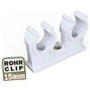 FUX 50 clip per tubi, 14-15 mm, morsetti per tubi con filettatura metallica M6, supporto per tubo, doppia fascetta per sanitari e riscaldamento