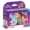 Clementoni Princess-6 Pezzi Bambini 2 Anni, Cartoni Animati, Cubi, Puzzle Disney, Made In Italy, Multicolore, 40660