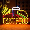 OYCGZV Fast Food - Targa al neon a LED per hamburger negozio, per negozio, cucina, bar, ristorante, snack bar, snack bar