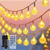 taiyongkang Catena luminosa per esterni, 15 m, 100 LED, luce bianca calda, con corrente e telecomando, 8 modalità e funzione timer, IP44, impermeabile per illuminazione da giardino, terrazza, balcone