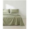 GAMUSI Set di lenzuola per letto 80 x 190/200, 100% cotone, 3 pezzi, traspirante, morbido, colore verde
