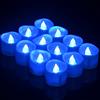 PChero Candele a LED con timer, 12 pezzi, senza fiamma tremolante, alimentate a batteria, per casa, matrimonio, data, decorazione - blu