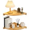 BYZESTY Mensola angolare da appendere, set da 2 pezzi, 27,5 cm, in legno di quercia massiccio, mensola da parete in legno per angolo, per soggiorno, cucina, camera da letto