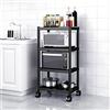 WPT Kitchen Baker's Rack Utility Scaffale per forno a microonde, carrello su ruote, organizer da cucina regolabile a 4 ripiani, in acciaio inox