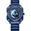 JewelryWe Orologio da uomo, analogico al quarzo, con cinturino in acciaio inox, quadrante decorato con stelle cosmiche, funzione luminosa, blu, Bracciale