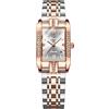 JewelryWe Orologio da polso da donna, analogico, al quarzo, di lusso, elegante, con datario, impermeabile fino a 30 m, con strass, rettangolare, cinturino in acciaio inox, con strumento per orologio