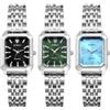 JewelryWe Orologi da donna con cinturino in metallo quadrato - Elegante orologio analogico al quarzo da donna per affari e casual con quadrante rettangolare in madreperla e cinturino in lega