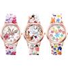 JewelryWe Orologio da Polso al quarzo da Donna Ragazza, disegno Fiore, cinturino in Silicone,Colore Multicolore da scelta,Regalo