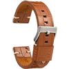 diloy Cinturino artigianale orologio pelle vitello stampa coccodrillo stile vintage - Fibbia acciaio inox - Misure 20mm 22mm 24mm 403 Marrone Chiaro 24mm